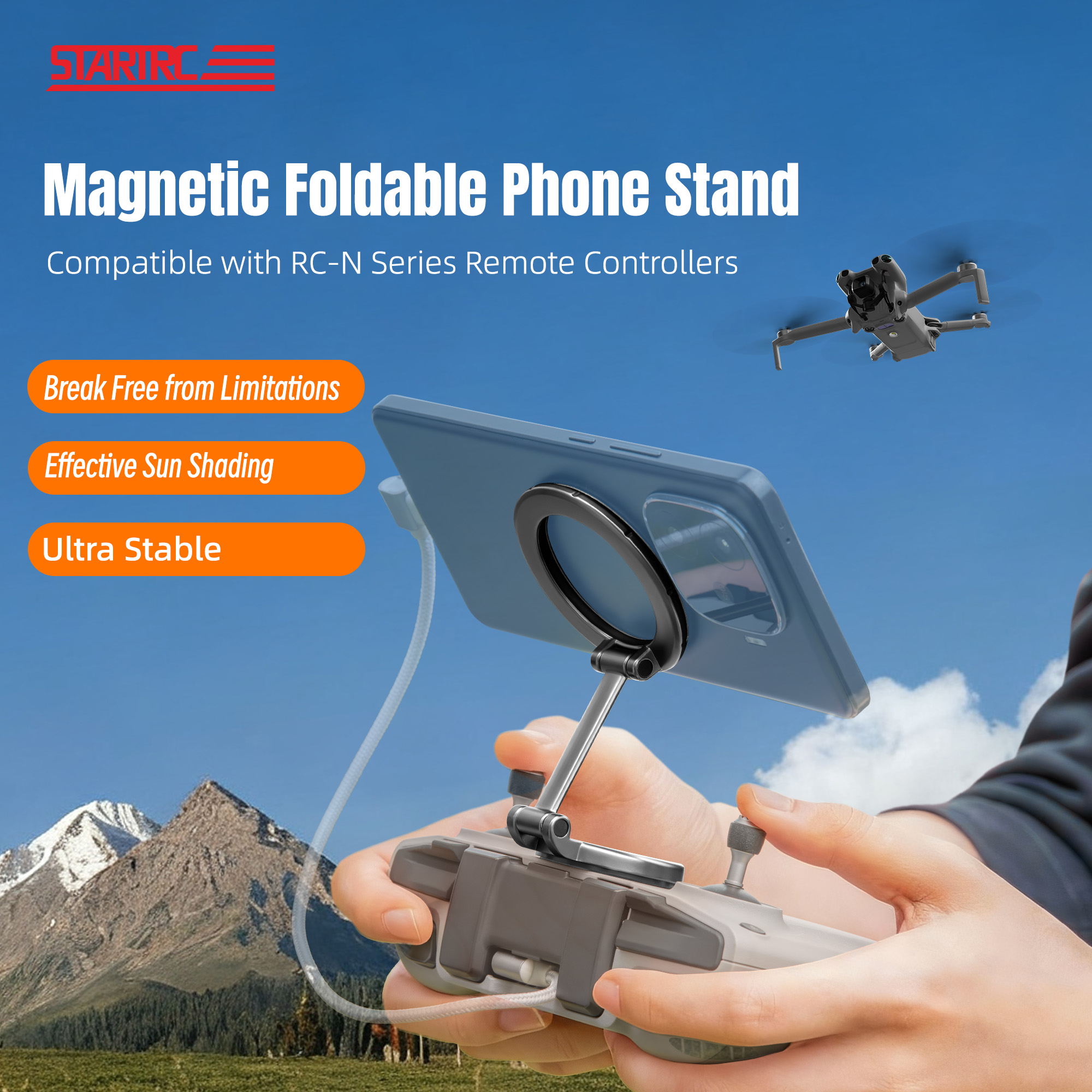 360 ° Rotation Foldable Magnet - Drone Tablet Mount ulasan dan harga